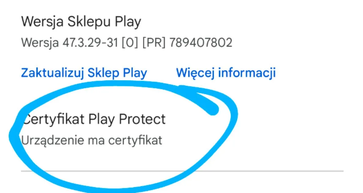 certyfikat w google play